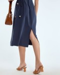 SIXDO G-Navy Khaki Loose Dress